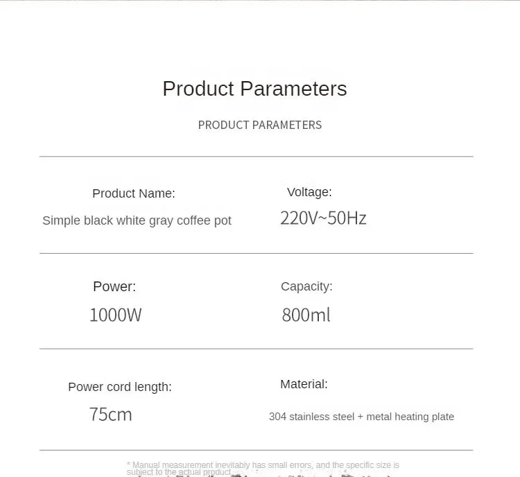 1000W Gooseneck Electric Coffee Kettle